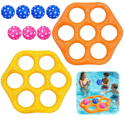 Falafoty Floating Water Toss Target Inflatable Ring Toss Game, Inflatable Water Float Ball Toss Toy Outdoor Pool Throwing Game for Beach Lake Backyard Party Activity,Family Beach Vacation Summer Play