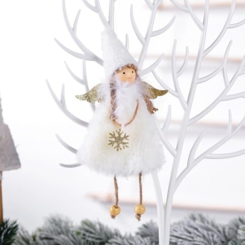 Generisk julängel plysch docka hänge för dekoration julängel | Mjuk plysch, hållbart material, festlig, för träd och vägg (Love angel White)