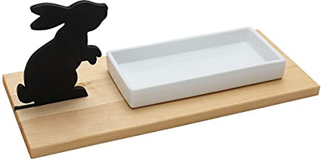 Side by Side - Keksschale, Kresseschale - Plätzchenschale - Hase - Holz, Porzellan