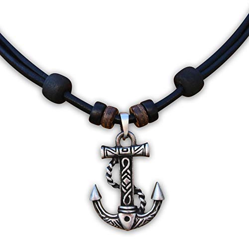HANA LIMA Halskette Anker Lederkette Ankerkette Surferhalskette Herrenhalskette Herrenkette Surferkette Damenkette
