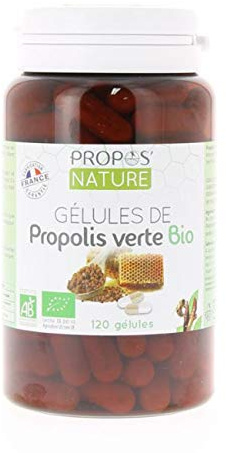 Gélules végétales de Propolis Verte Bio - Dosées à 100 mg/gélules - 120 gélules - Fabrication française - Propos'Nature