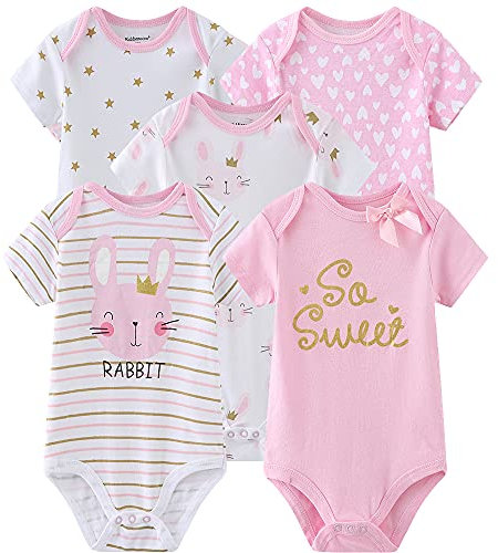 Kiddiezoom Baby-bodys, byxor för spädbarn, sparkdräkt, klädset, kläder för pojke, flicka, bomullsmössa, vantset mot rivmärken, 0-3 Månader