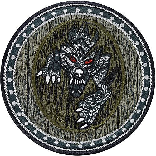 Toppa da cucire con targhetta araldica di lupo lupo, guerriero, distintivo vichingo, toppa vichinga, lupo malvagio, applicazione da stirare e cucire, 70 x 70 mm