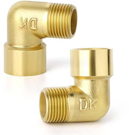 ERGAOBOY 2 piezas 1/4 BSP latón hembra a macho conector de tubo de codo de 90 grados, apto para conexión de tubería