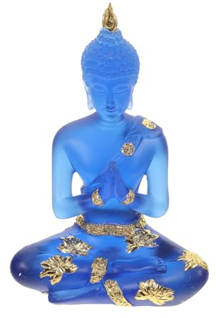 DOITOOL Garden Buddha Statues Blue Meditating Buddha Figurine Collectibles Sitting Ganesh Ornament Zen Decor for Home Office