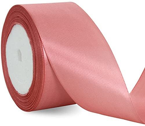 TONIFUL 5cm x 20M Roségold Band breit geschenkband große Schleife Satinband für Auto Bogen Schleifen Partydekoration Stuhl Hochzeit Der Valentinstag Geschenkverpackungen Strauß geschenkband
