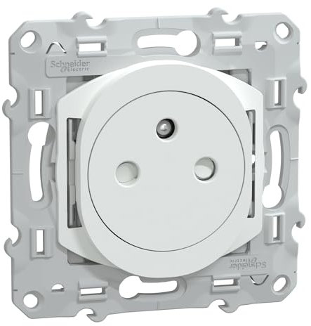Schneider Electric - Ovalis - prise de courant 2P+T 16A affleurante - bornes automatiques - Blanc - S320052