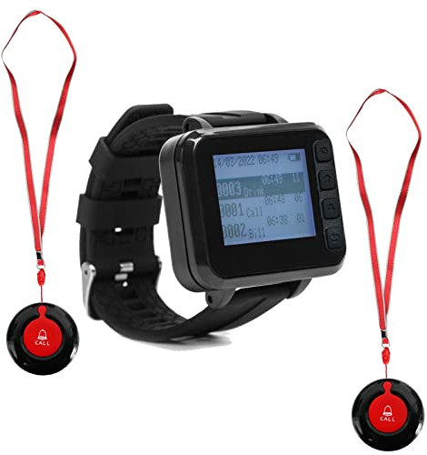 Notfallknopf für Senioren Drahtloses Rufsystem Senioren Notruf Drahtlos SOS Alarmknopf Piepser Anwendbar auf die Hausnotruf Behinderten älteren Patienten Pflegeheim 1 Armband-Pager+ 2 notrufknopf