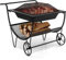 GYMAX Feuerstelle mit Rädern, Terrassen-Holzofen mit Lagerregal, Feuerschale für draußen, tragbares Brennholzregal für Lagerfeuer, Camping & Picknick, schwarz