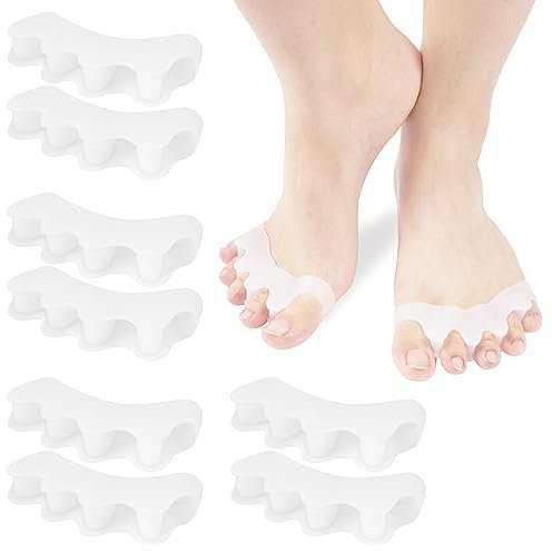 ACWOO Separador Dedos Pie Silicona, 4 Pares Corrector de Dedos de Pies, Corrector de Gel para Dedos de los Pies, Separador de Dedos del Pie, Tratamiento Juanetes y Superposición Corrección Para Pies