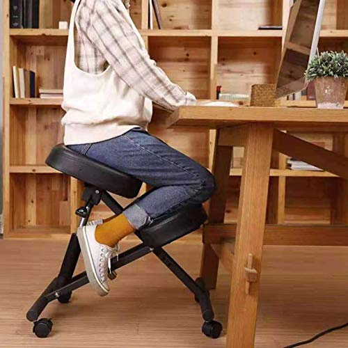 Taburete ergonómico para rodilla, taburete de oficina, mejora tu postura con una posición de asiento en ángulo, cojines gruesos y cómodos, altura ajustable, enrollable, para el hogar y la oficina