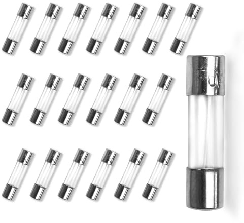 GuuYebe Fusible de 125 V, fusibles de vidrio de 6 amperios, tubo de cartucho de soplado rápido, 6 A, 250 V/125 V, 5 x 20 mm, 20 piezas
