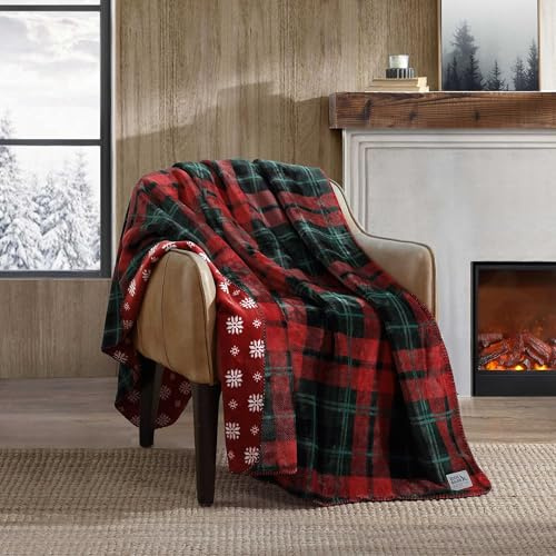 Eddie Bauer - Manta Reversible, Ropa de Cama de Forro Polar de Felpa, decoración del hogar para Todas Las Estaciones, Certificado Oeko-Tex (Trailhead Plaid Red, 60 x 70 Pulgadas)