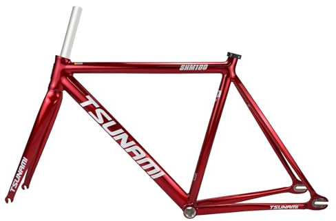 700C Cykelramset För Fixie Med Singlespeed 49CM 52CM 55CM 58CM Aluminiumlegering Cykelram Med Fast Växel C Broms Snabbkopplingscykelram 100MM/120MM QR(Red,49cm)
