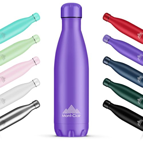 Mont-Clair l'O Trinkflasche Edelstahl - Thermosflasche - BPA-freie - Water Bottle, Edelstahl trinkflasche 1L - 24h Kalt & 12h Warm - Trinkflasche Auslaufsicher - Lila