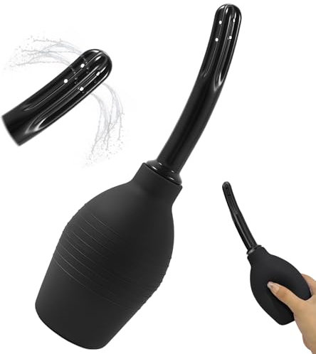 1 Pezzi Peretta rettale adulti per il lavaggio,Doccia Vaginale Pulizia Anale,Bulbo per clistere in silicone da,Doccia Anale per Uomini e Donne,2 cannule incluse per doccia anale (nero)