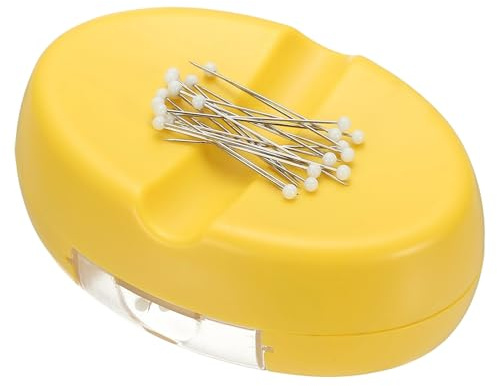 PATIKIL Magnetic Pin Holder, Magnetic Pin Cushion Paper Clip Holder with 1.5 Quilting Needles for Sewing Quilting Hair Clips, Yellow