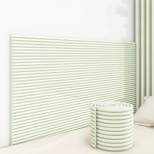 SkyFace 3D Autoadesivo Pannelli Imbottiti per Pareti Bambini DIY Tagliabile Pannello Imbottito, Testiera Cuscino da Parete Letto Spugna Sddensata Parete Letto Decorativi (verde chiaro, 20 x 200 cm)