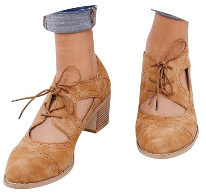 Traditional Shoes Women's Work Pumps Costume Dance Shoes Vintage High Heels Elegant Platform Dance Shoes Sling Pumps for Party Leather Shoes Mary Jane Pumps Dirndl Shoes, brown, 8 UK