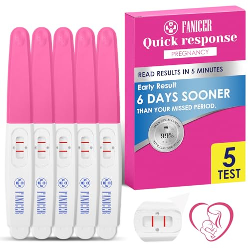 5 Pezzi test di gravidanza,Test Gravidanza Precoce Confezionate Singolarmente,Pregnancy Test,Risultati in 5 minuto più veloci,Affidabile e Facile da Usare,Risultato Rapido e Preciso(Rosa rosso)
