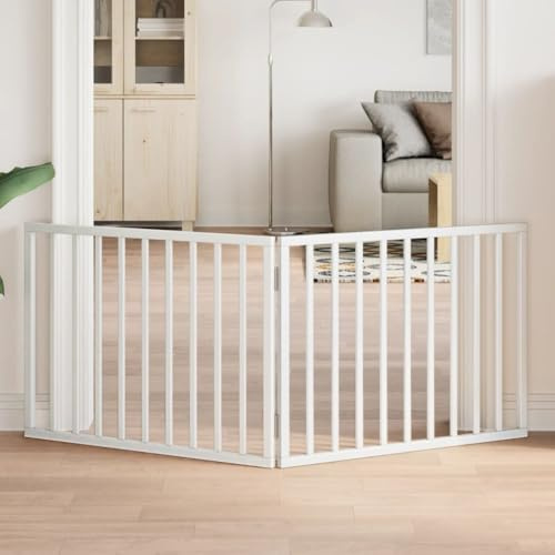 Nqyjm Barrera plegable para perros, 2 paneles, color blanco, 160 cm, madera de álamo para casa, puertas y escaleras LH481253