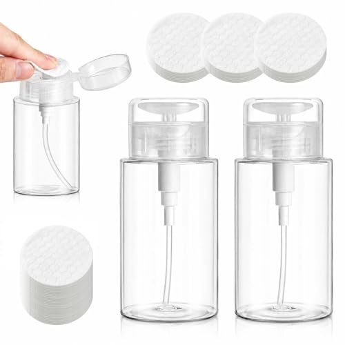SLIAXINT 3 stycken 200 ml nagellacksborttagare, pumpdispenser med 100 st bomullskuddar