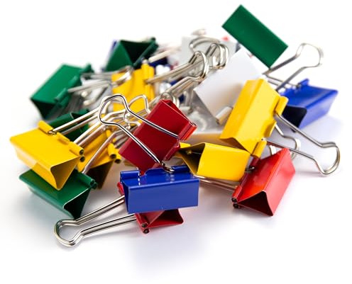 Officemate OIC-31029 Binder Clips, Metal, Assorted Colors, Medium, 24-Pack