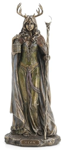 (Bronze) - Elen of the Ways - Antlered Goddess of the Forrest Statue Sculpture Figure