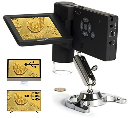 Microscopio Digitale Portatile USB Levenhuk DTX 500 (20–500x) con Schermo Lcs per L’Osservazione di Qualsiasi Superficie, Sia In Casa Che All’Aperto