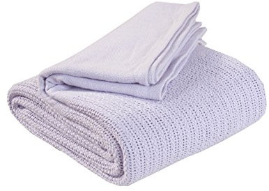 EHC Cotton Soft Hand Woven Reversible Lightweight Lavender Adult Cellular Blanket, Single 180 x 230cm