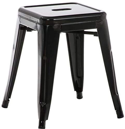 CLP Hocker Armin I Metallhocker stapelbar und pflegeleicht I Stapelhocker bis 200 kg belastbar I Sitzhöhe 46 cm, Farbe:schwarz
