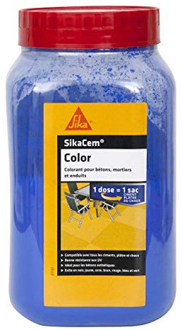 SIKA - Colorant en poudre pour ciment/chaux/plâtre - SikaCem Color Bleu - Couleur uniforme - Résistant aux UV - Ne modifie pas le temps de prise des mortiers - Dosage facile - 700g