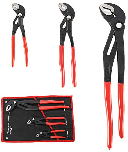 HighFree 3PCS Water Pump Pliers Set 7Inch, 10Inch, 16Inch, Tongue and Groove Pliers Set Quick Adjustment by Pressing and Sliding Grips Any Shaped Object