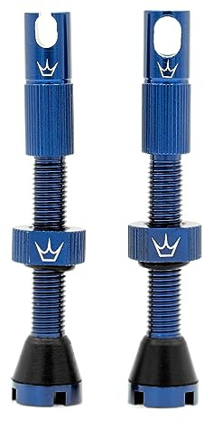 Peaty's X Chris King MK2 Tubeless Valves Presta - Tappi per rimozione chiave raggio e nucleo valvola integrati, Pneumatico per tutti le bicicletta, Compatibile con inserti, Alluminio - 42 mm, Blu Navy