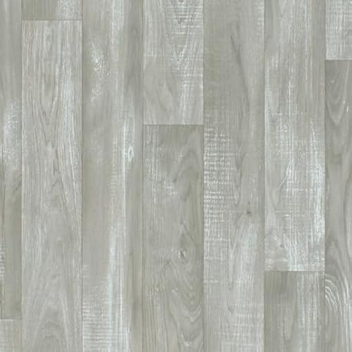 Sol Vinyle First - Imitation parquet Gris Clair - Effet argenté - Rouleau de 2m x 6m