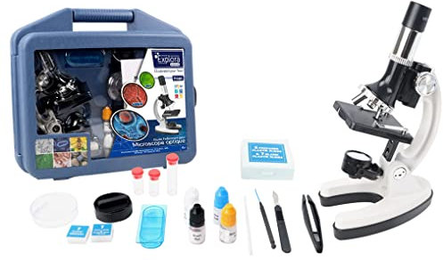EXPLORA - Valise Microscope - Expérience Scientifique - 546035-16 Pièces - Métal - Étude des Cellules - Biologie - Kit de Découverte - Jeu pour Enfant - Scientifique - À Partir de 8 Ans