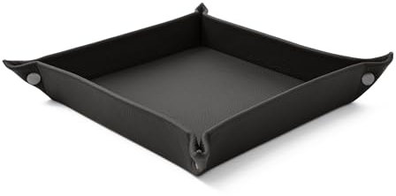 Eglooh - Iris - Taschenleerer aus echtem Leder Anthrazit Grau - Schreibtisch-Organizer mit modernem Design - Ablagefach für Schlüssel, Münzen, Schmuck - cm 18 x 18 - Made in Italy