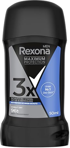 Rexona Men Maximum Protection Anti Transpirant Stick Cobalt Dry Deodorant mit 96 Stunden Schutz vor Schweiß und Körpergeruch 50 ml