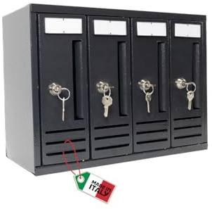 OWIJI Cassetta Postale Esterno Condominiale Made in Italy Antracite 4 Posti Scompartimenti 42 x 18 x 30 cm Feritoia Superiore Frontale Interno Verticale Casa Ufficio