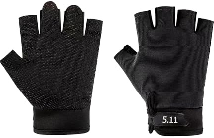BrightGlow Kids Sports, guanti da ciclismo a mezza dita, guanti tattici, antiscivolo, per bambini, camuffamento, palestra, allenamento, fitness, arrampicata, Nero , XL