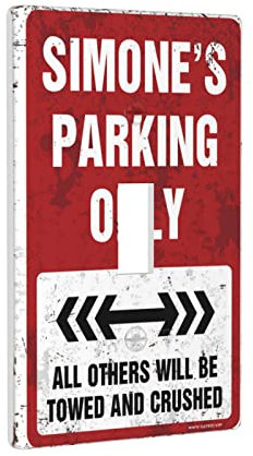 KAXW Nostalgische Schalterplattenabdeckungen Simone'S Parking Only Switch Wallplate Cover Single Switch Covers Wall Plate Decorative