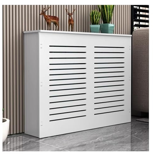 Qulamrdk Couvercle de Radiateur Cache Radiateur MDF Laqué Blanc Lattes Gril Cache-radiateur Convient pour Bureau Chambre Salle Blanche en Bois Blanc(60x70x20cm)