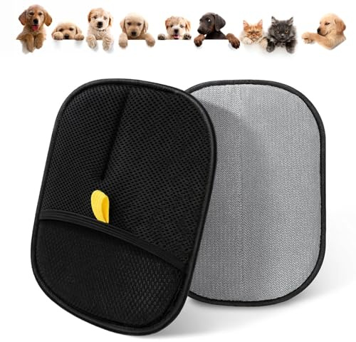 Mayoii Lot de 2 gants de toilettage pour chat et chien - Brosse magnétique - Gants antistatiques pour enlever les poils d'animaux - Respirants et lavables - Noir