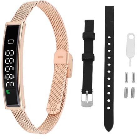 Yanmis Health Fitness Tracker, BT5.3 Pulsera Inteligente para Hombres, a Prueba de Agua, Recordatorio de Llamadas, Control de Fotos, Actividad Visualizada y Rastreador de (Gold)