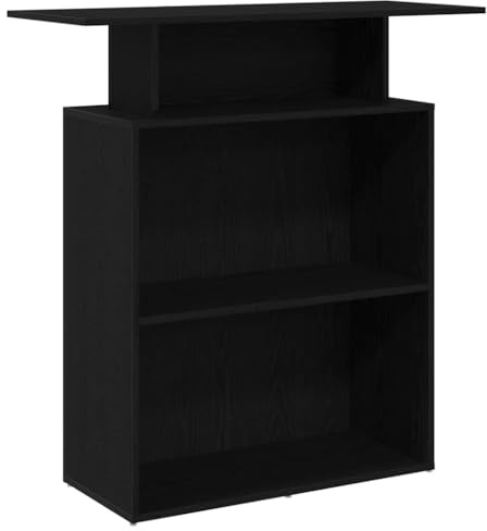 Yisssmeng Bancone per ricevimento, nero, 100 x 40 x 104 cm, in legno, design moderno, struttura robusta, discrezione e spazio per riporre oggetti, per ufficio, hotel, studio, studio
