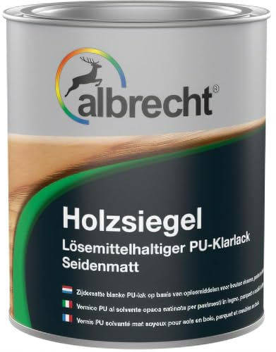 Albrecht Holzsiegel | Farblos Seidenmatt 750 ml | PU‑Alkydharzlack | Strapazierfähige Holzversiegelung | Für Parkett, Möbel & Böden | Innen & Außen