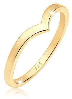 Elli Ring Damen V-Form Stacking Trend in 925 Sterling Silber Vergoldet