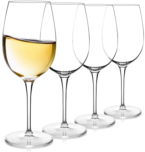 Luigi Bormioli Chardonnay White Wine Glasses, Set of 4 – 13 oz Crystal Glass Stemware for Everyday Dining & Special Occasions – Italian Crafted Wine Glasses for Entertaining & Home Bar Use