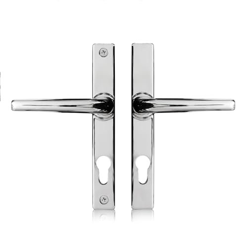 Schlosser Technik Uros Polished Chrome Ferco Door Handle Replacement (PZ 70mm, Screw Hole Distance 180mm, Overall 205mm), UPVC Front Door Handle Compatible with GU Ferco Locking System.