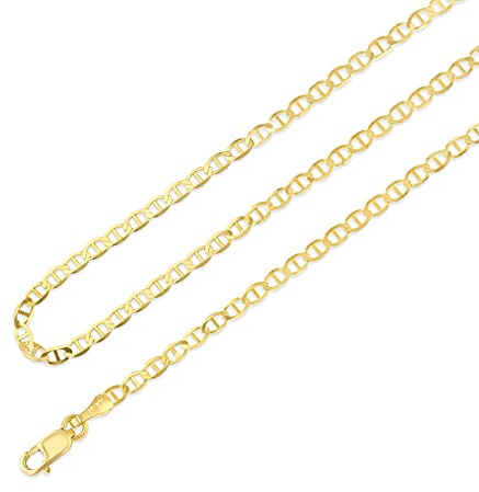 ioka joyas – 14 K amarillo oro macizo 2,7 mm plana mariner cadena collar